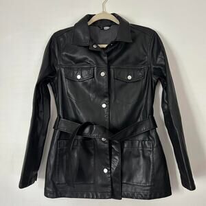 Black Faux Leather Lightweight Jacket